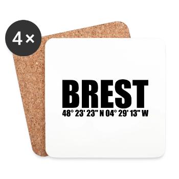 Brest Coordinates - Coasters (set of 4) - white - Front