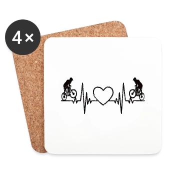 Bike Tour Bicycle Mountain Bike Cycling Cycling - Coasters (set of 4) - white - Front