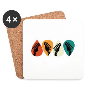 Retro Vintage Guitar Pick For Guitarist - Coasters (set of 4) - white - Front