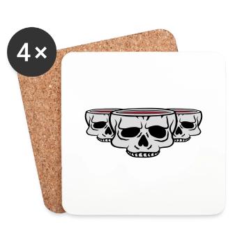 3 Freunde Becher Schädel - Untersetzer (4er-Set) - Weiß - Vorne