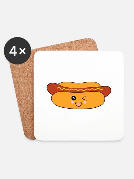 Hot dog Wurst - Untersetzer (4er-Set) - Weiß