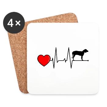 German Brandlbracke Dog Heartbeat Black - Coasters (set of 4) - white - Front