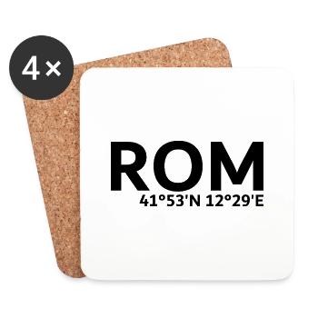Coordonnées de Rome - Dessous de verre (lot de 4) - blanc - Devant