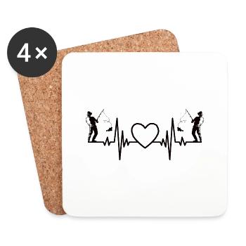 Fishing Fishing Fishing Hooks Fishing Fishing - Coasters (set of 4) - white - Front
