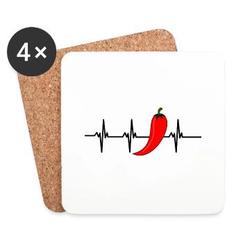 chilli heartbeat - Coasters (set of 4) - white - Front