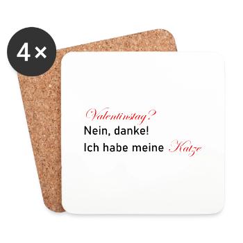 Valentinstag Katze Kätzchen Geschenkidee Geschenk - Untersetzer (4er-Set) - Weiß - Vorne