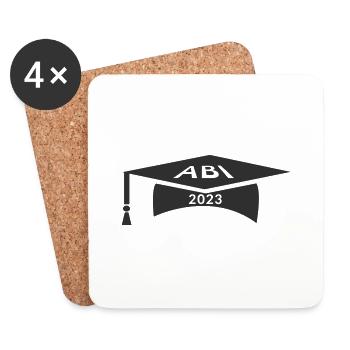 Bachelorhut Abitur - Untersetzer (4er-Set) - Weiß - Vorne
