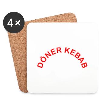 Döner Kebab Schriftzug - Untersetzer (4er-Set) - Weiß - Vorne