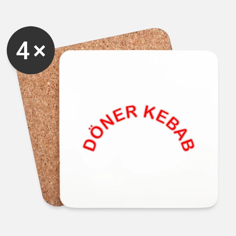 Döner Kebab Schriftzug - Untersetzer (4er-Set) - Weiß