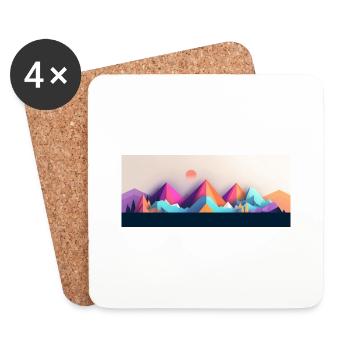 Mountain Landscape Geometric Art - Coasters (set of 4) - white - Front