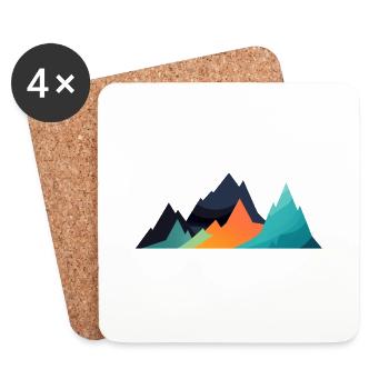 Mountain Landscape Geometric Art - Coasters (set of 4) - white - Front