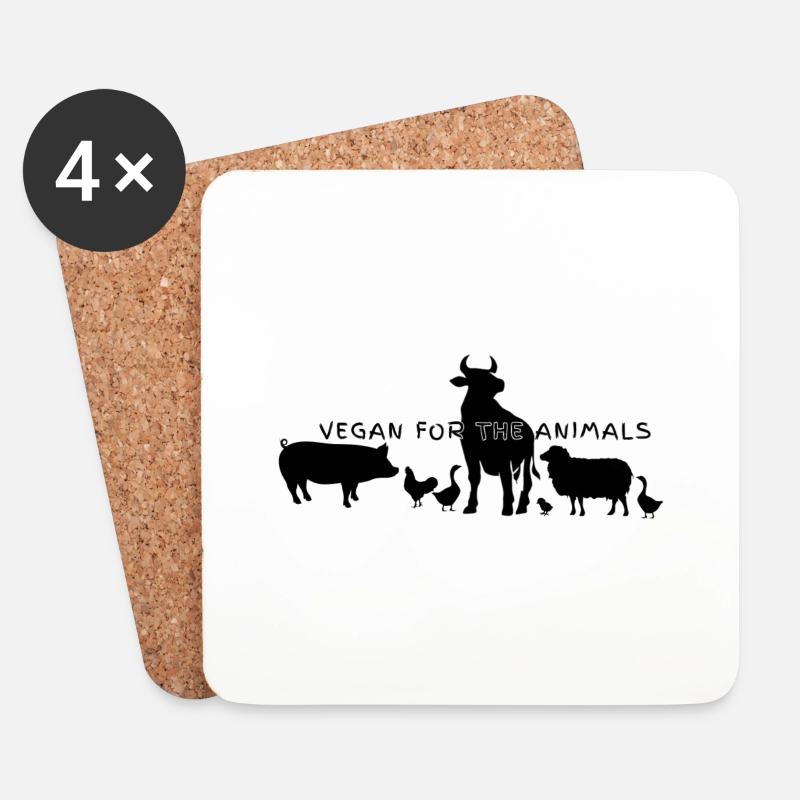 Vegan for the animals 4.0 - Untersetzer (4er-Set) - Weiß