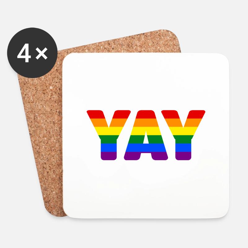 YAY LGBTQ - Untersetzer (4er-Set) - Weiß