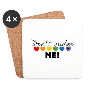 Rainbow heart don't judge me black - Coasters (set of 4) - white - Front