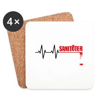 Sanitöter Herzlinie Rettungssanitäter Geschenk - Untersetzer (4er-Set) - Weiß - Vorne