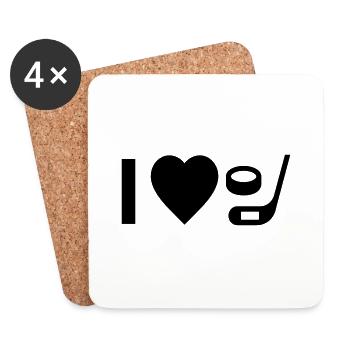 Cool "I Love Hockey" design for him and her - Coasters (set of 4) - white - Front