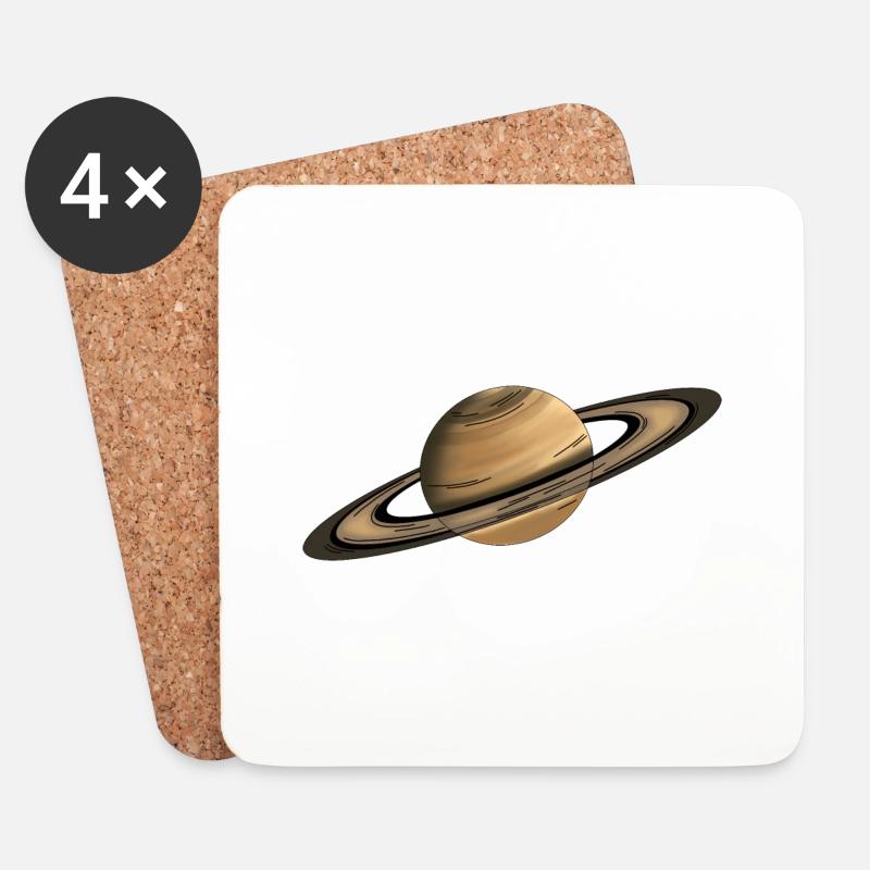Saturn Planet Ringe - Untersetzer (4er-Set) - Weiß