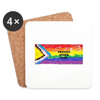 Protéger les enfants queer - Dessous de verre (lot de 4) - blanc - Devant