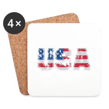 USA US-Flagge Patriotisches Amerika T-Shirt - Untersetzer (4er-Set) - Weiß - Vorne