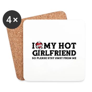 Vintage I Love My Hot Girlfriend - Stay Away - Dessous de verre (lot de 4) - blanc - Devant
