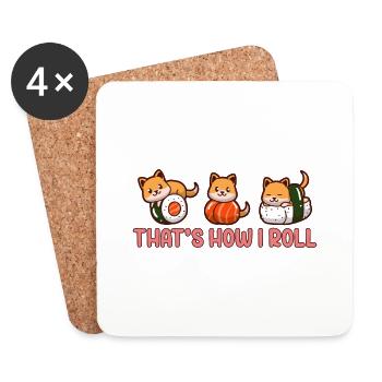 Shiba Inu Chien Sushi Japon Akita I Cadeau - Dessous de verre (lot de 4) - blanc - Devant