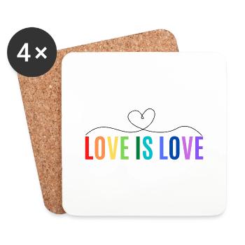 LOVE IS LOVE - Untersetzer (4er-Set) - Weiß - Vorne