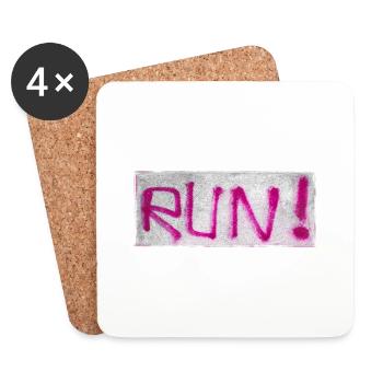 Graffiti PINK text RUN - Coasters (set of 4) - white - Front