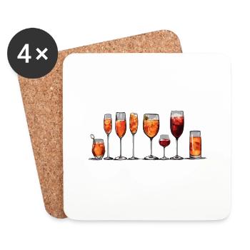 Drinks orange, Gläser, Barkeeper, Cocktail - Untersetzer (4er-Set) - Weiß - Vorne