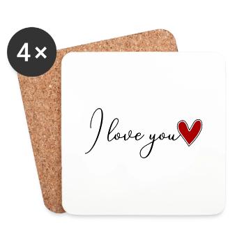 I love you I love you red heart - Coasters (set of 4) - white - Front