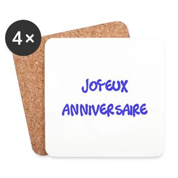 1. 1 AN. 1er ANNIVERSAIRE. ANNIVERSAIRE 1 AN - Dessous de verre (lot de 4) - blanc - Devant