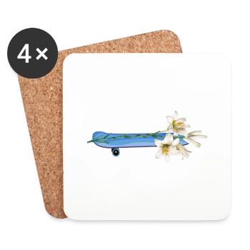 skate sk8 skateboarder "skateing-flower" halfpipe - Untersetzer (4er-Set) - Weiß - Vorne