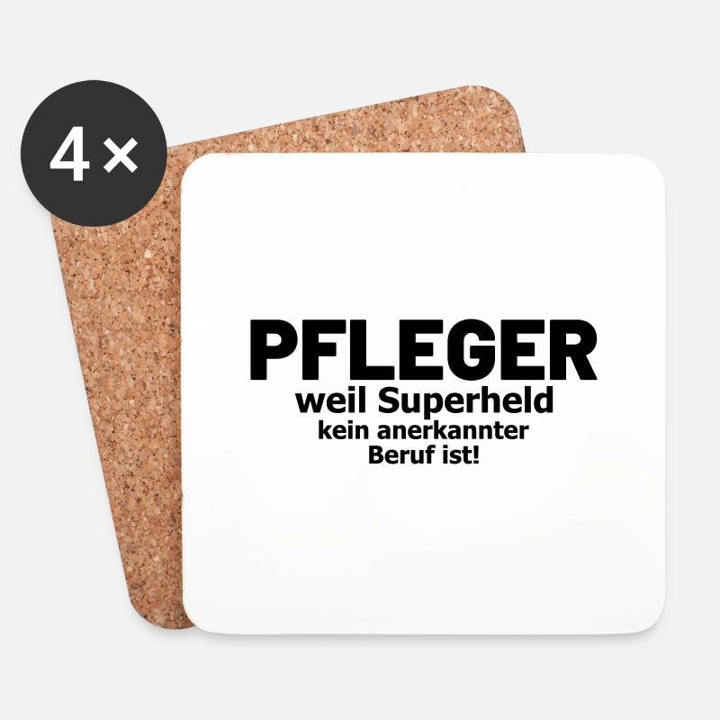 Pfleger Spruch Superheld - Untersetzer (4er-Set) - Weiß