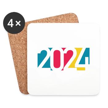 2024 happy new year Jahreszahl Datum Zahl Anno - Untersetzer (4er-Set) - Weiß - Vorne