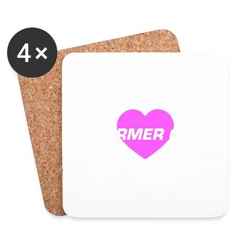 Fermier Fille Fille Coeur Amour - Dessous de verre (lot de 4) - blanc - Devant