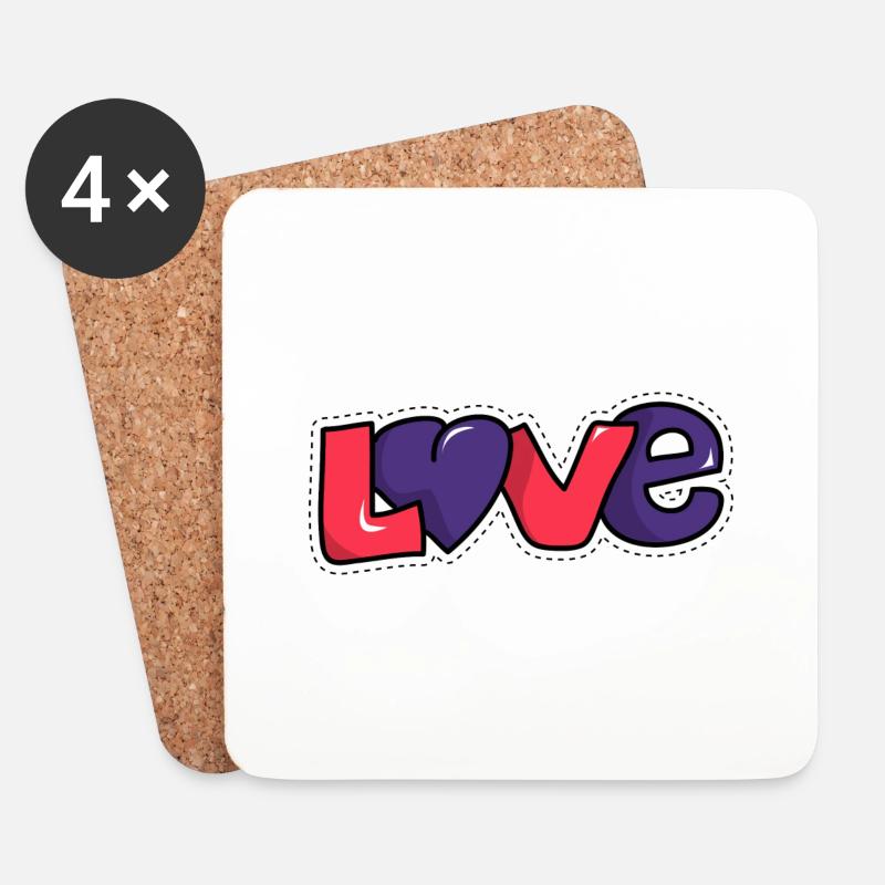 Love - Untersetzer (4er-Set) - Weiß