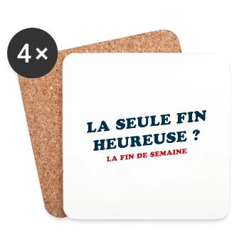 La seule fin heureuse cadeau humour original drole - Dessous de verre (lot de 4) - blanc - Devant