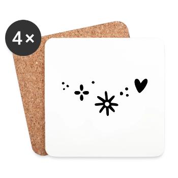 Heart Star Pattern - Coasters (set of 4) - white - Front