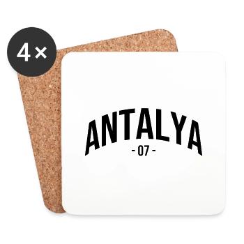 Antalya 07 Türkei Turkiye Geschenk Urlaub Türk TR - Untersetzer (4er-Set) - Weiß - Vorne