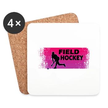 Hockey Field Hockey "Hockey Girl" Female Hockey Player - Coasters (set of 4) - white - Front