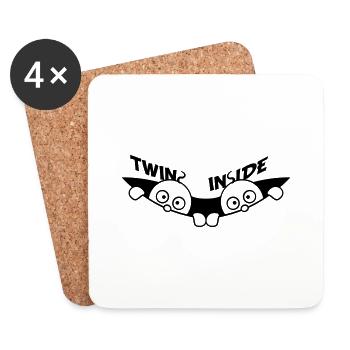 Twins Inside Twins 2 Babies Pregnant Belly - Coasters (set of 4) - white - Front