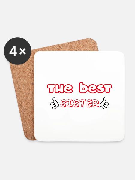 THE BEST SISTER - Coasters (set of 4) - white