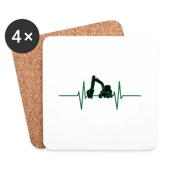 Heartbeat with excavator - Coasters (set of 4) - white - Front