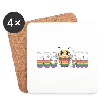 Les Bee An - Fierté lesbienne LGBT - Mais d’abord, - Dessous de verre (lot de 4) - blanc - Devant
