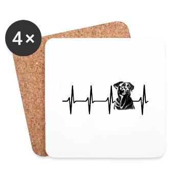 Heartbeat Labrador Chien - Dessous de verre (lot de 4) - blanc - Devant