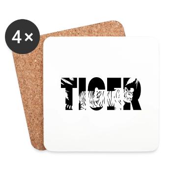 Tiger Typo - Dessous de verre (lot de 4) - blanc - Devant