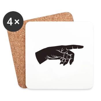 Zeigefinger, Hand, Da lang, Zeiger, Du bist - Untersetzer (4er-Set) - Weiß - Vorne