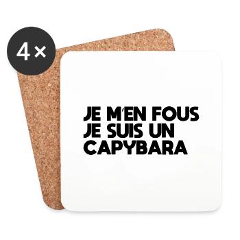 I Don't Care, I'm a Capybara - Sweet Capybara - Coasters (set of 4) - white - Front