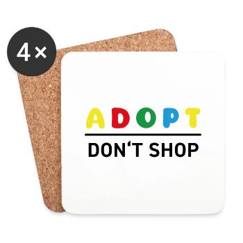 Couleurs Froh - Adoptez Don’t Shop - Dessous de verre (lot de 4) - blanc - Devant