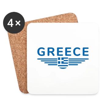 I Love Greece Fan, Tenue de T-Shirt Design - Dessous de verre (lot de 4) - blanc - Devant