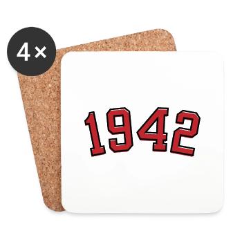 Année de naissance sport 1942 - Dessous de verre (lot de 4) - blanc - Devant